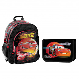 Paso Zestaw szkolny plecak trzykomorowy + piórnik Auta
