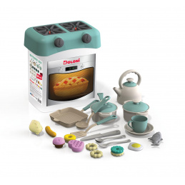 Doloni Plastikowa kuchnia Turkus + akcesoria 34 szt