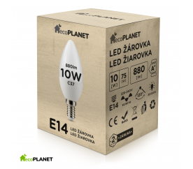 LED żarówka - ecoPLANET - E14 - 10W - świeczka - 880Lm - ciepła biel