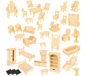 3D puzzle nábytek pro panenky 34 ks Kruzzel 9423