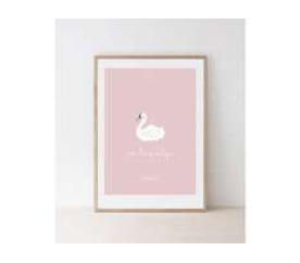 Plakat dziecięcy 30x42 Pink swan FUNKYBOX uniwersalny