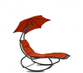Linder Exclusiv Leżak ogrodowy z parasolem CZERWONY