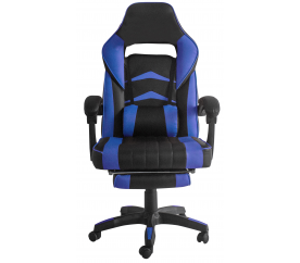 Fotel gamingowy Aga czarno - niebieskie z podnóżkiem