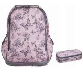 St.RIGHT Dwukomorowy plecak szkolny + piórnik Butterfly