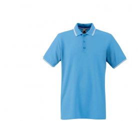 Fruit Of The Loom T-shirt TIPPED POLO Sky Blue White