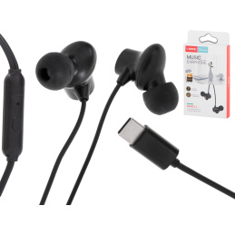 L-BRNO Słuchawki douszne przewodowe z mikrofonem typ c EP42 USB czarne