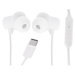 L-BRNO Słuchawki douszne przewodowe z mikrofonem typ c EP42 USB białe