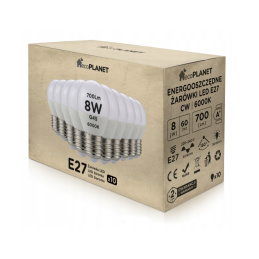 10x LED żarówka E27 - G45 - 8W - 700lm - zimna biel