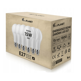 10x LED żarówka ecoPLANET - E27 - A60 - 15W - 1500Lm - ciepła biel