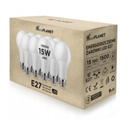 10x LED żarówka ecoPLANET - E27 - A60 - 15W - 1500Lm - zimna biel