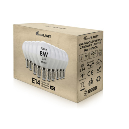 10x LED żarówka  E14 - G45 - 8W - 700lm - neutralna biel