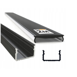 Profil aluminiowy do taśm LED OXI-Dx do montażu nastropowego 2m czarny + czarny dyfuzor