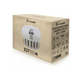 5x LED żarówka E27 - G45 - 8W - 700lm - ciepła biel