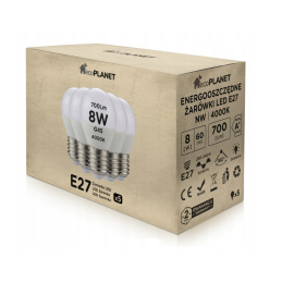 5x LED żarówka E27 - G45 - 8W - 700lm - neutralna biel