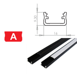 Profil aluminiowy do taśm LED A Powierzchnia czarna anodowana 1m