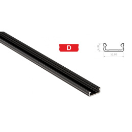 Profil aluminiowy do taśm LED D mini powierzchnia 2m BLACK