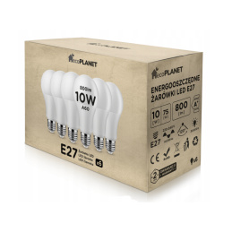 6x LED żarówka - ecoPLANET - E27 - 10W - 800Lm - ciepła biel