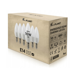 6x LED żarówka - ecoPLANET - E14 - 10W - świeczka - 880Lm - neutralna biel