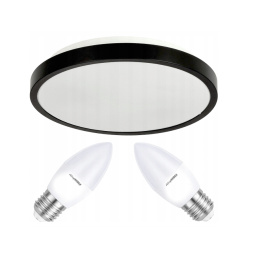 Lampa sufitowa LED LARI-R BLACK - 2xE27 IP20 + 2x E27 10W świeczka - biała zimna