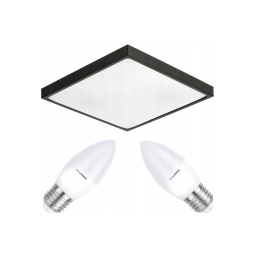Lampa sufitowa LED LARI-S BLACK - 2xE27 IP20 + 2x E27 10W świeczka - biała zimna