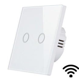 Włącznik dotykowy LED szklany podwójny WIFI - biały