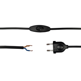 Przewód przyłącz kabel czarny 1,5m 2x0,75 OMYp