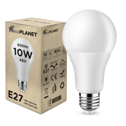 LED żarówka - ecoPLANET - E27 - 10W - 800Lm - zimna biel