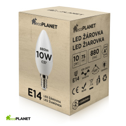 LED żarówka - ecoPLANET - E14 - 10W - świeca - 880Lm - neutralna biel