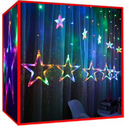 Světelný závěs hvězdy 138 LED multicolor ISO 11316