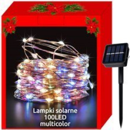 Vánoční svítící struny Solární 100 LED, multicolor 12m ISO 11393