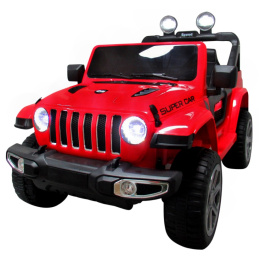 Duży Jeep X4 4x4  czerwony, Miękki Fotelik napęd na 4 koła Bujak
