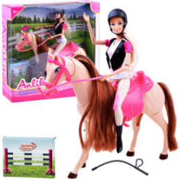 Lalka Anlily Dżokejka z koniem chodzący koń ZA2454 uniwersalny