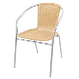 Linder Exclusiv Krzesło ogrodowe RATAN Srebrny/Beżowy