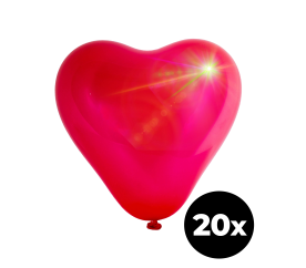 Aga4Kids Balon lateksowy Serce z diodą LED czerwony 25 cm 20 szt.