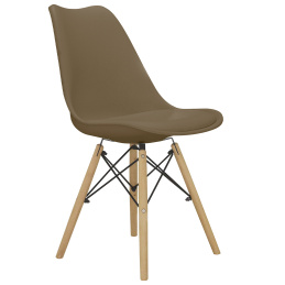 Aga Krzesło w stylu skandynawskim, nowoczesne z poduszką brązowe
