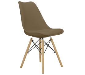 Aga Krzesło w stylu skandynawskim, nowoczesne z poduszką brązowe
