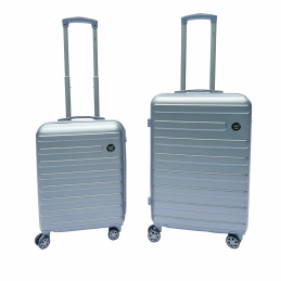 Zestaw walizek 2w1 Walizka podróżna + kabinowa LEKKIE Bagaż S M Jasno szary