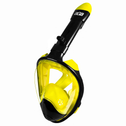 Maska do snurkowania pełnotwarzowa z rurką L/XL + uchwyt do GoPro żółta/czarna