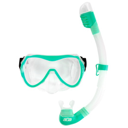 Maska do nurkowania okulary, z rurką Aga M12 + S2 odcienie zieleni